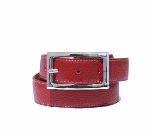 Mesia 30 - italian leather belt for women in cherry red color