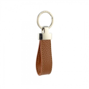 italian leather keychain strap in tan color