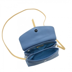 Italian leather crossbody bag in light blue color interior view
