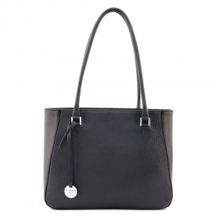 Silvia - borsa a spalla in pelle nera artigianale - sku 1943