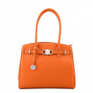 Rita 34 - italian leather shoulder bag in orange color