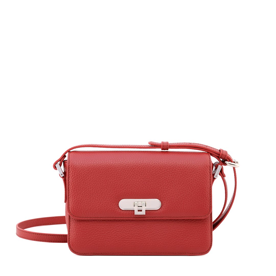 Betty-Italian leather crossbody bag in cherry color-Sku 2829
