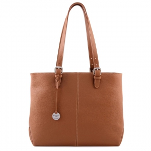 borsa shopper in pelle artigianale colore cuoio-Dafne T-sku 2836