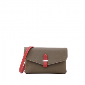 italian leather clutch crossbody bag in brown color-Lisa-2887