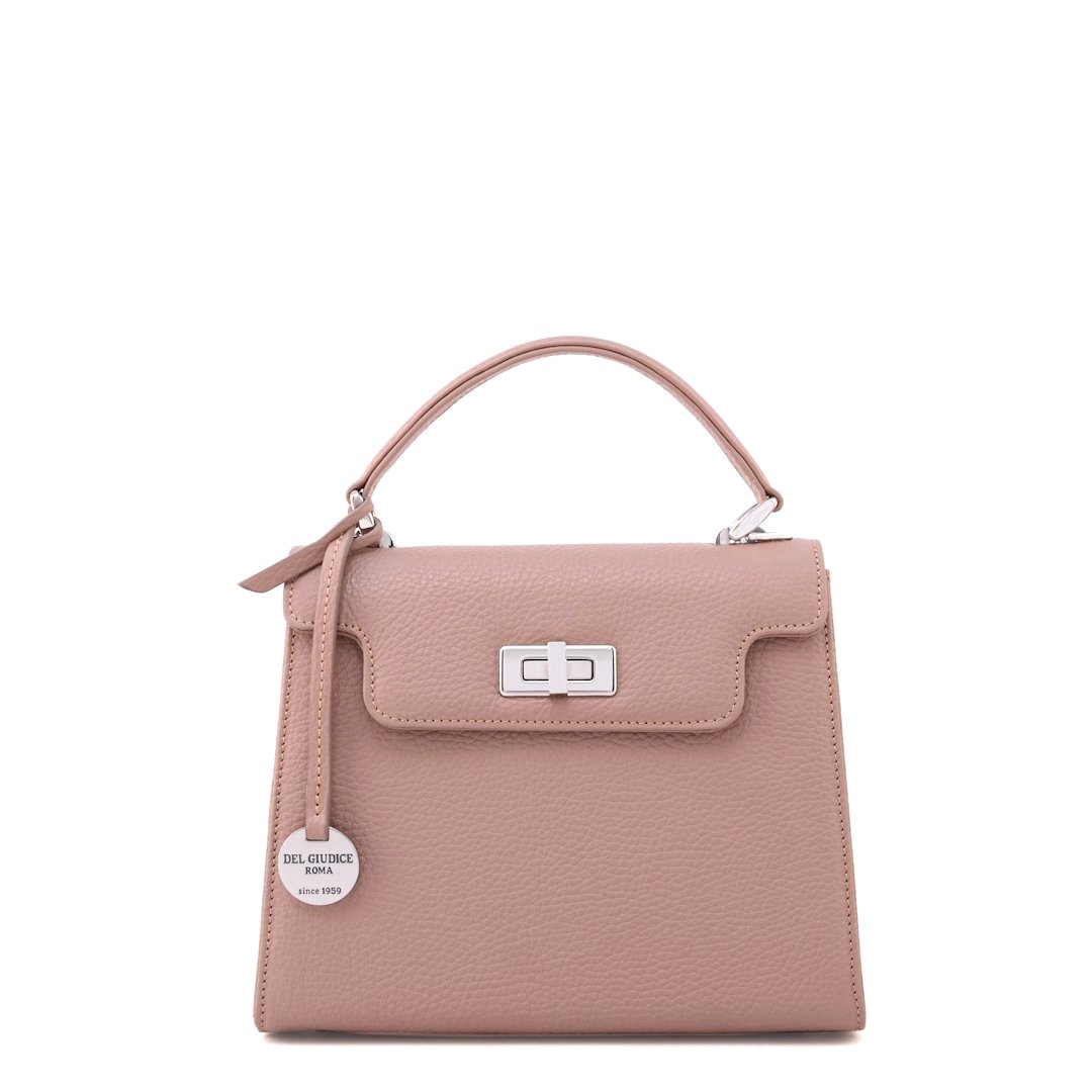 Anna 22-italian leather handbag in tourmaline pink color