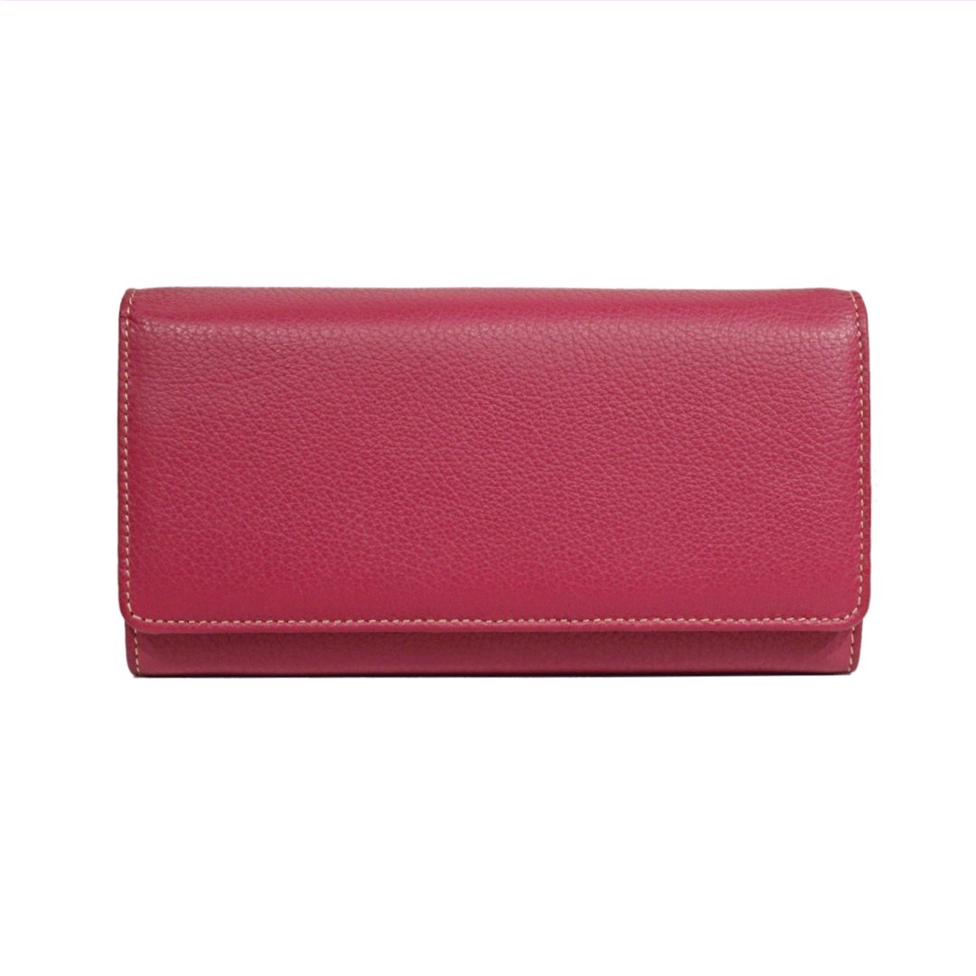 Large women's wallet in magenta leather - Sku P283