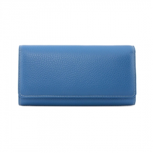 women’s continental wallet in Italian leather - blue color