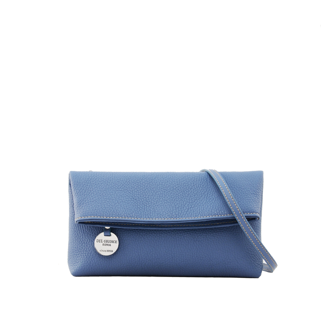 Curtsy bag-italian leather foldover clutch bag in fairy blue color-sku 2770