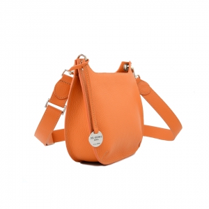 leather crossbody bag in orange color - sku 2968 Michela - side view