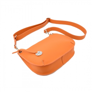leather crossbody bag in orange color - sku 2968 Michela -bottom view