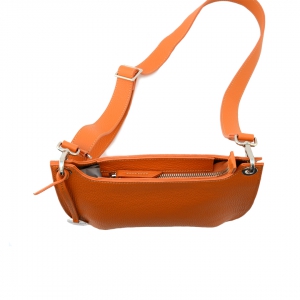 leather crossbody bag in orange color - Sku 2968 Michela -2968 Michela - top view