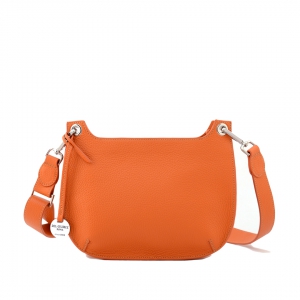 italian handmade leather crossbody bag in orange color - Michela