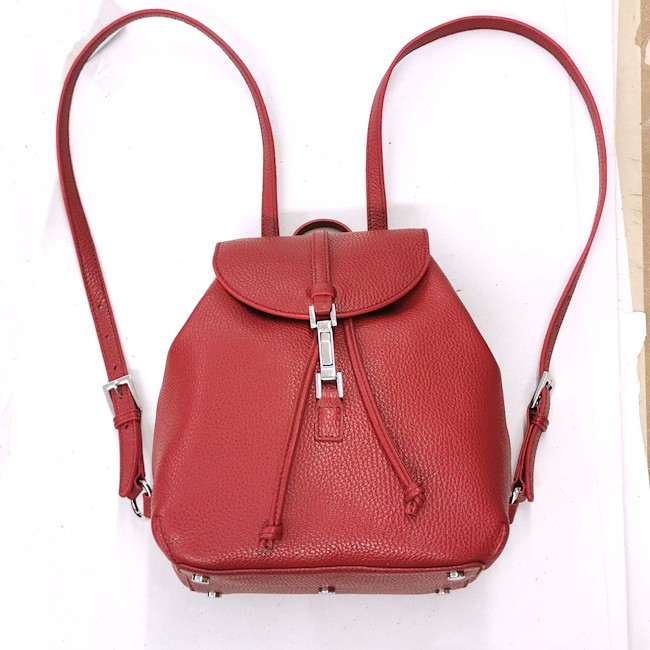 Bespoke italian leather backpack in cherry red color