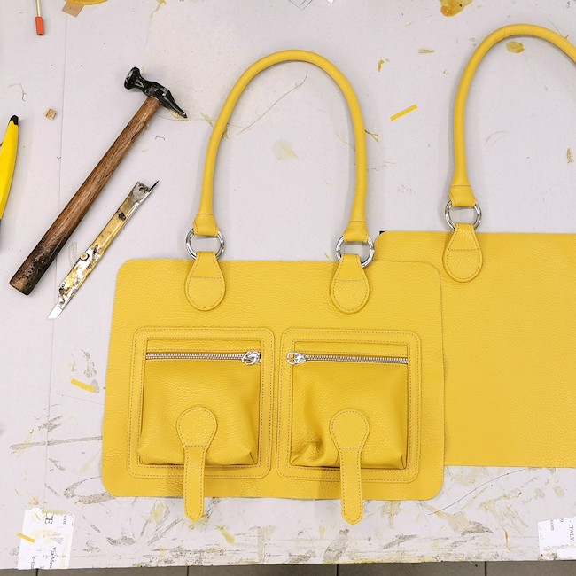Bespoke bag in yellow italian leather