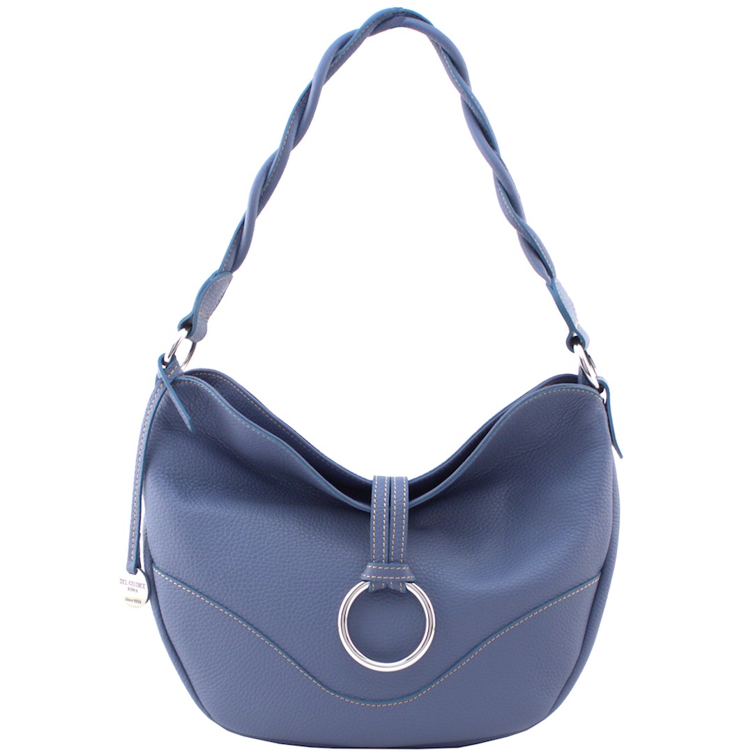 Alba-italian leather hobo bag for women in fairy blue color-sku 2277