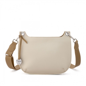 Michela-italian leather crossbody bag in cream color and biscuit trims-sku 2968