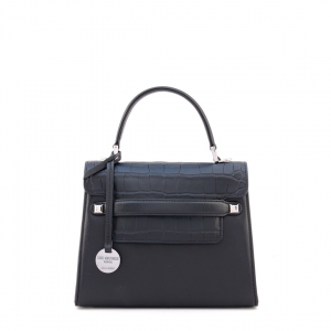 Amelia S-Italian leather handbag in black crocodile-Sku 2954-K