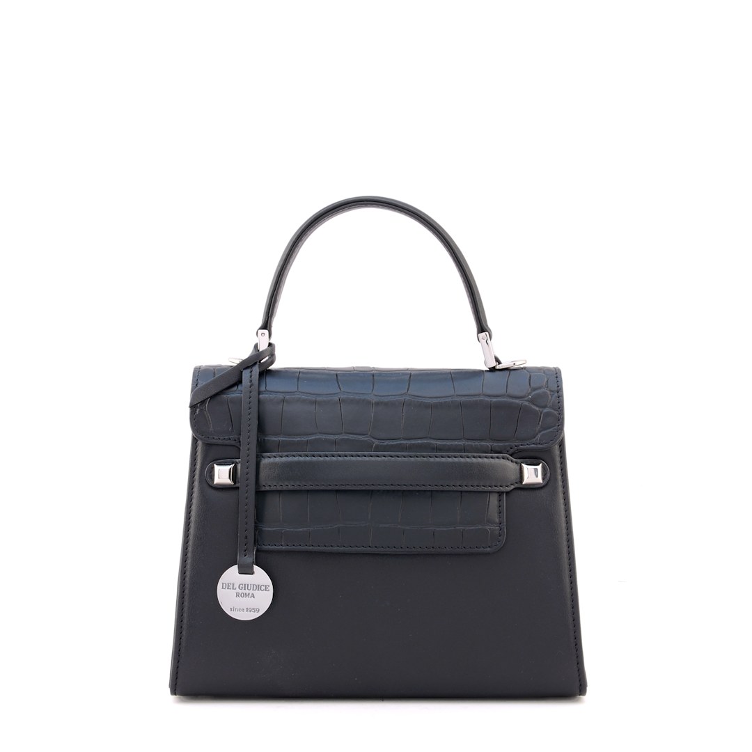 Amelia S-Italian leather handbag in black crocodile-Sku 2954-K