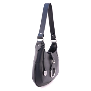 Side view - Small italian leather shoulder bag in black color - Flavia-SKU 2260
