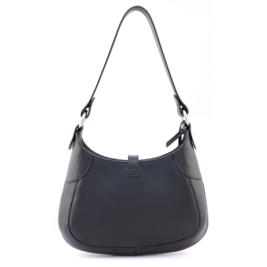 Back view - Small italian leather shoulder bag in black color - Flavia-SKU 2260