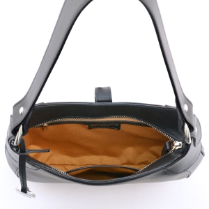 Interior view - Small italian leather shoulder bag in black color - Flavia-SKU 2260