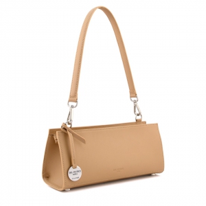Side view 1 - Small italian leather shoulder bag in camel color - Alice-Sku 2971