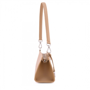 Side view 3 - Small italian leather shoulder bag in camel color - Alice-Sku 2971