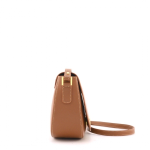 Side view - Small italian leather crossbody bag in tan color - Unica-Sku 2974