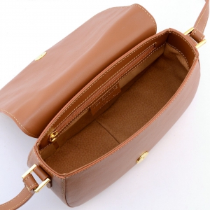 Interior view - Small italian leather crossbody bag in tan color - Unica-Sku 2974