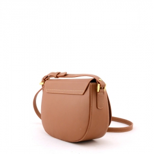Back view - Small italian leather crossbody bag in tan color - Unica-Sku 2974