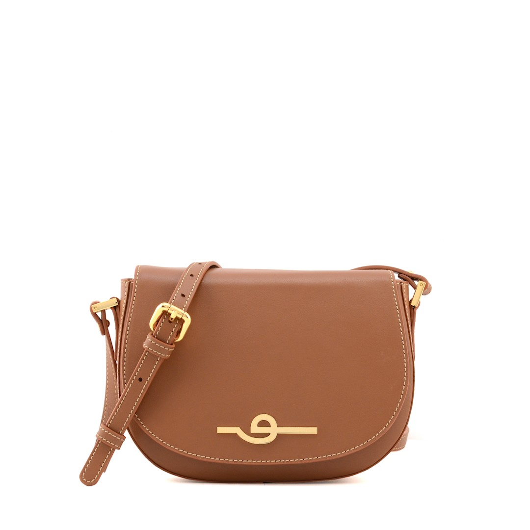 Small italian leather crossbody bag in tan color - Unica-Sku 2974