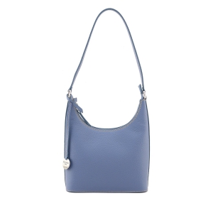 Small Italian leather shoulder bag for women, blue