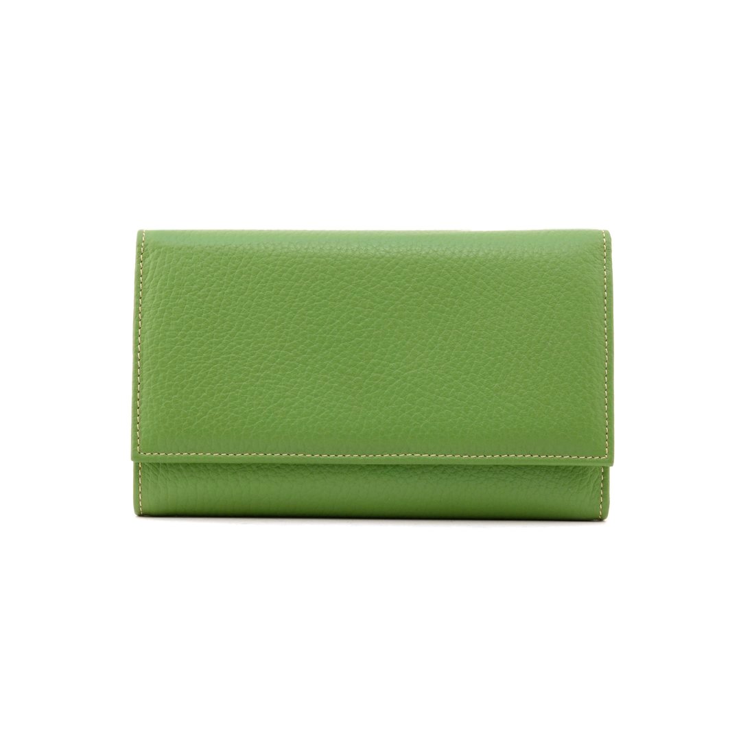 Portafoglio Lungo Donna In Pelle PU Con Protezione RFID - Grande Capacità, 10 Slot Carte, Cinturino Da Polso, Verde