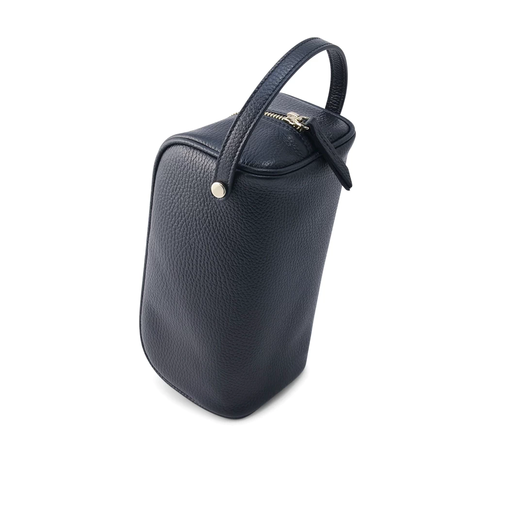 Italian leather toiletry bag - side view