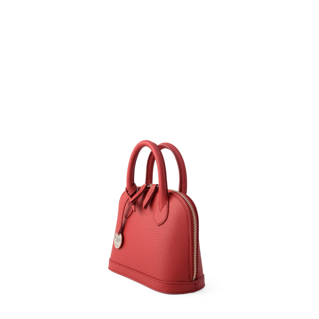 Mini italian leather hand bag Sofia 20 in cherry color side focus