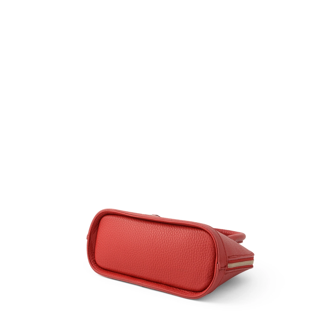 Mini italian leather hand bag Sofia 20 in cherry color back side focus