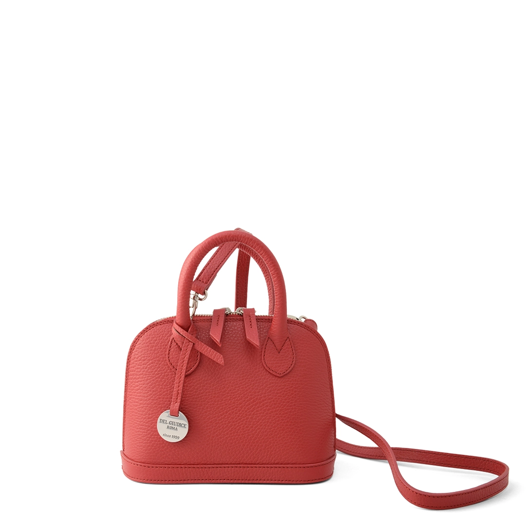 Mini italian leather hand bag Sofia 20 in cherry color with strap