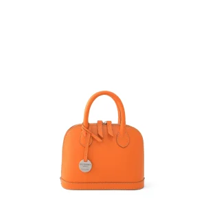 Mini italian leather handbag, orange