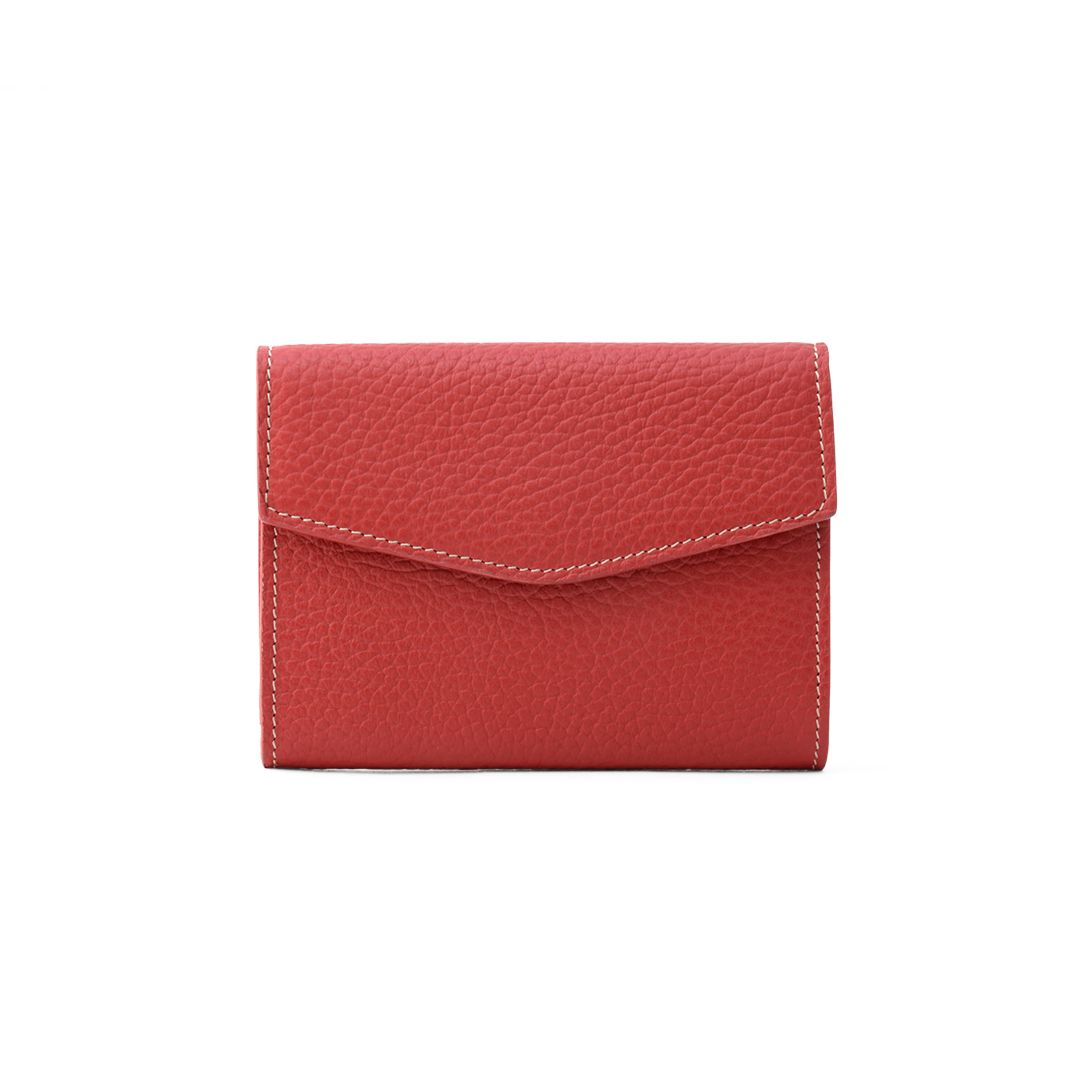 Women's compact leather wallet in cherry