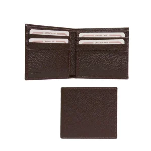 men’s leather wallet - compact billfold - brown color