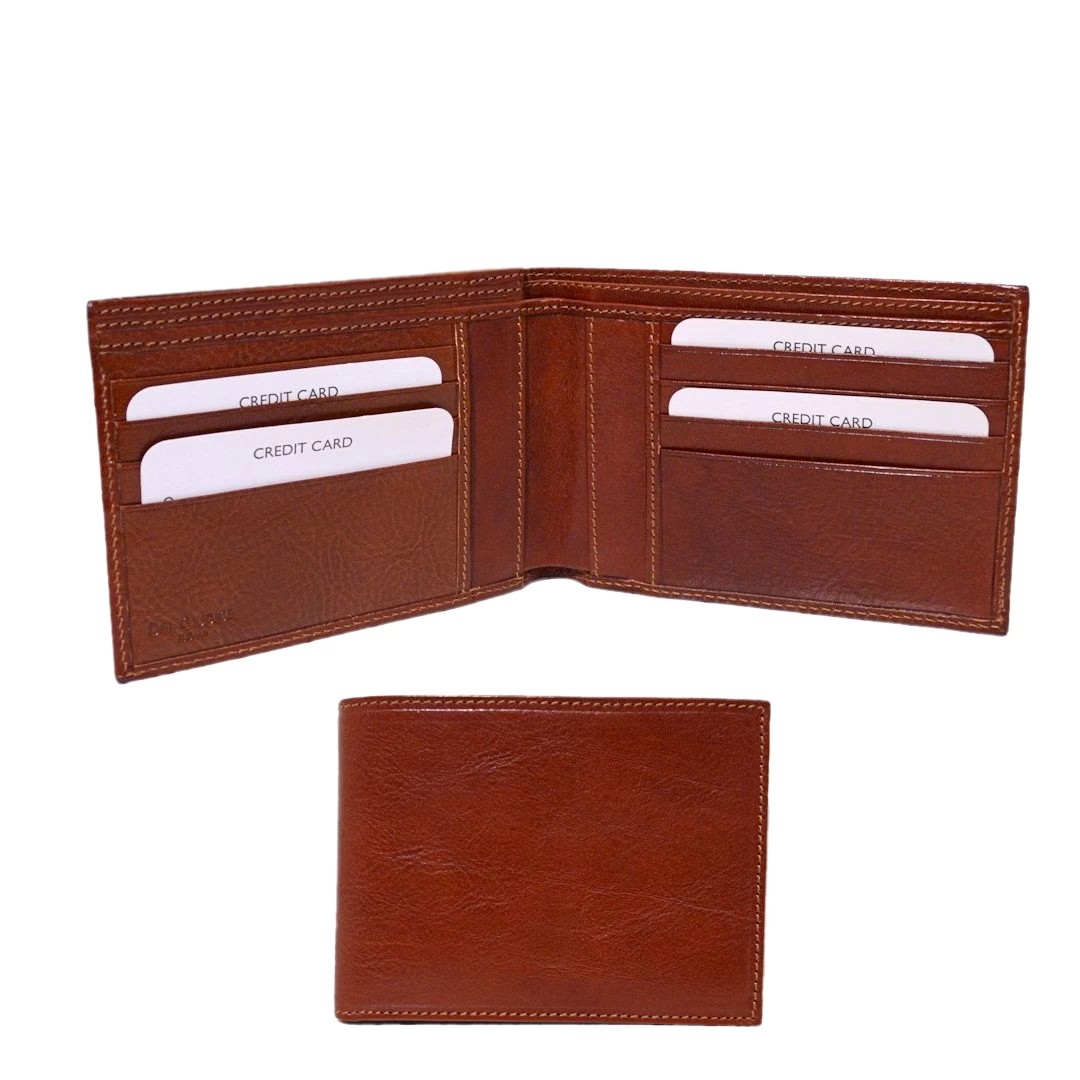 men’s bifold wallet in brown vegetable tanned leather