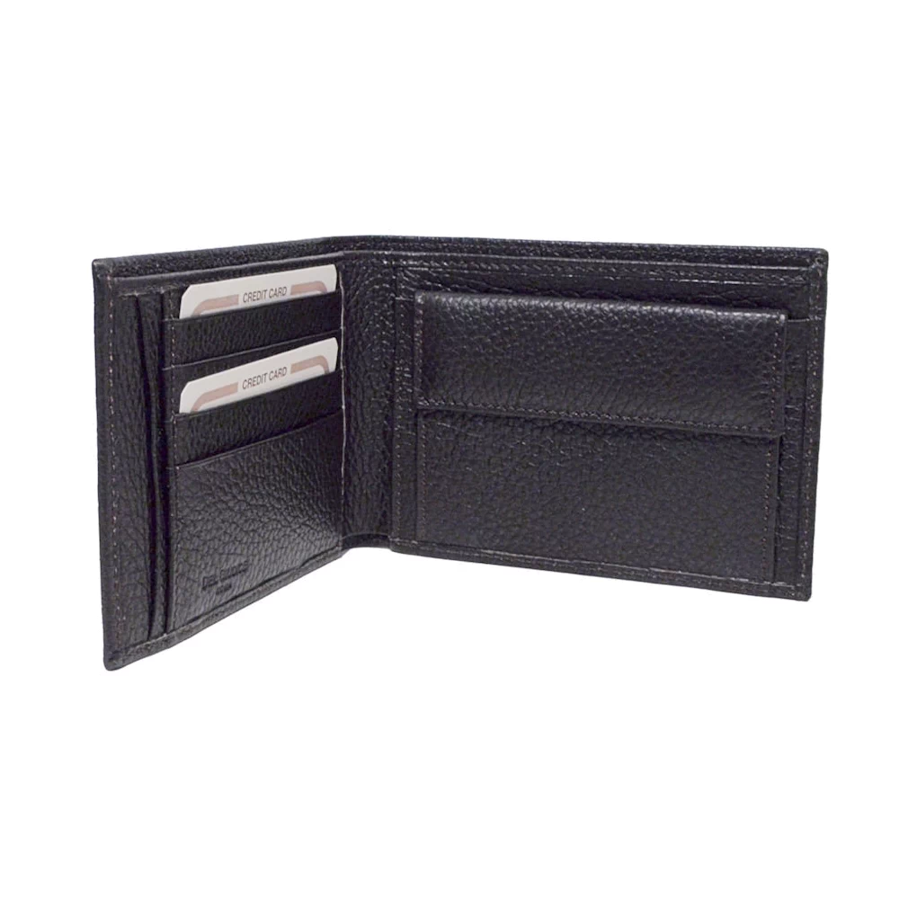 men’s leather bifold wallet with coin pocket - interior view