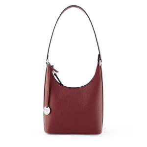 Small italian leather shoulder bag for women, bordeaux