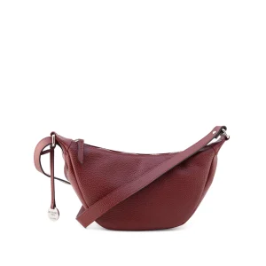 mini leather crossbody bag in bordeaux color