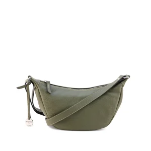 mini leather crossbody bag in forest green color