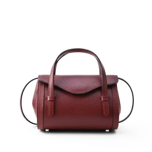 Mini italian leather handbag, bordeaux