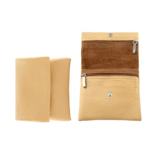 Soft leather wallet womens in champagne color-Suave S