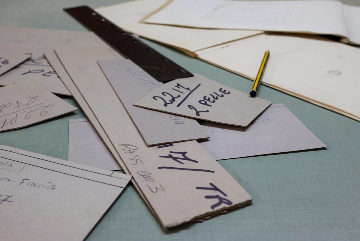 leather bag patterns prepared for Italian leather bag production