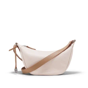 leather crescent crossbody bag in cream and biscuit color SKU 2975