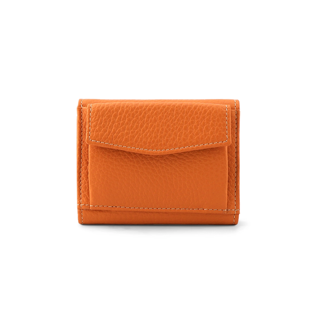 Women’s Small Trifold Wallet in Orange - Backside detail
